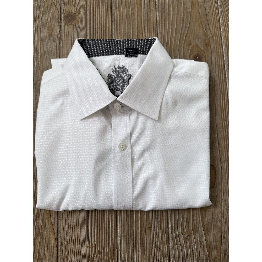 English Laundry Men's Casual Long Sleeve Button-Up Fancy Shirt White Cotton XL